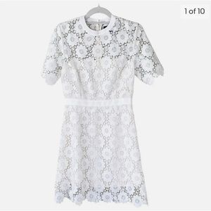 Modcloth White Floral Lace Short Sleeve Mini Dress